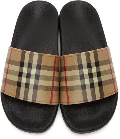 burberry furley check slides|burberry furley sandals.